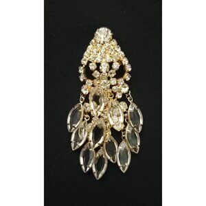 Gold Tone Crystal Rhinestone Chandelier Brooch w/ Clear Marquise Stones Juliana?